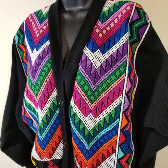 Los Riscos Artesanias Multi Colored duck Cardigan, size Large - Picture 6 of 9